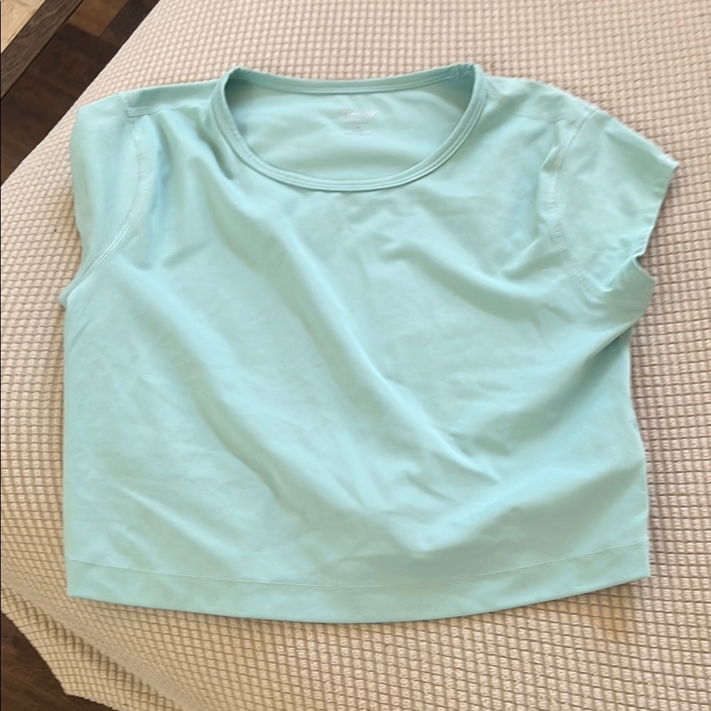 Old Navy Light Aqua Short Sleeve Scoop Neck Top